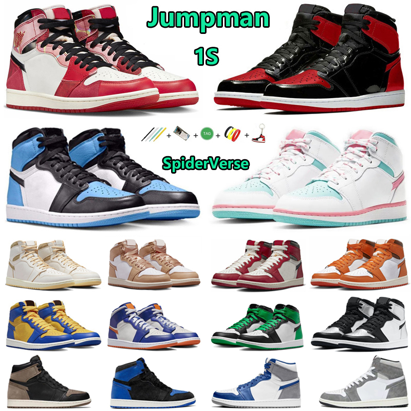 Jumpman 1 SpiderVerse 1s x Spiderman mens basketball shoes Digital Pink Bred Patent StarFish UNC Toe Lucky Green Lost Found Praline men women trainers sports sneaker, Color#2
Jumpman 1 SpiderVerse 1s x Spiderman mens basketball shoes Digital Pink Bred Patent StarFish UNC Toe Lucky Green Lost Found Praline men women trainers sports sneaker, Color#2