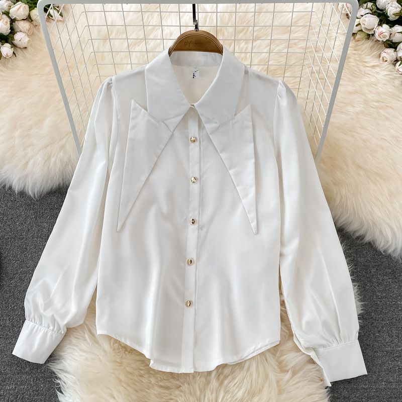 Two Piece Dress England Style Overall Dress Two Piece Set Women Spring New Pointed Lapel White Shirt + Double-breasted Suspender Skirt Suits 2023