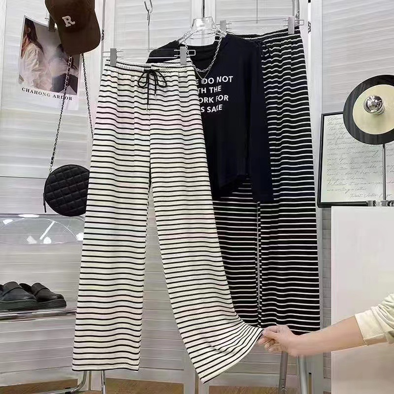 Spring 2023 New Striped Straight Casual Pants Women's High Waist Dropped Pants Loose Fashion Wide Leg, White
Spring 2023 New Striped Straight Casual Pants Women's High Waist Dropped Pants Loose Fashion Wide Leg, White