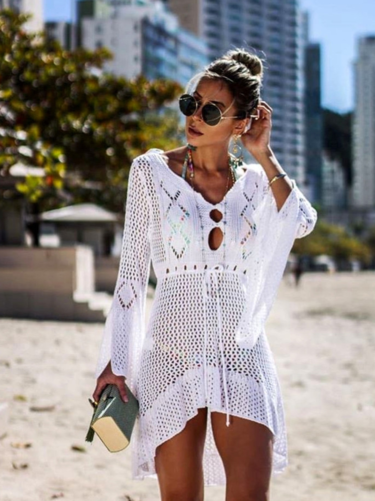 Women's Hollow out Knitwear Swimsuit 2023 Summer Shirt Trumpet Sleeve Beach Cover-ups One piece Tunic Outfit, Green
Women's Hollow out Knitwear Swimsuit 2023 Summer Shirt Trumpet Sleeve Beach Cover-ups One piece Tunic Outfit, Green