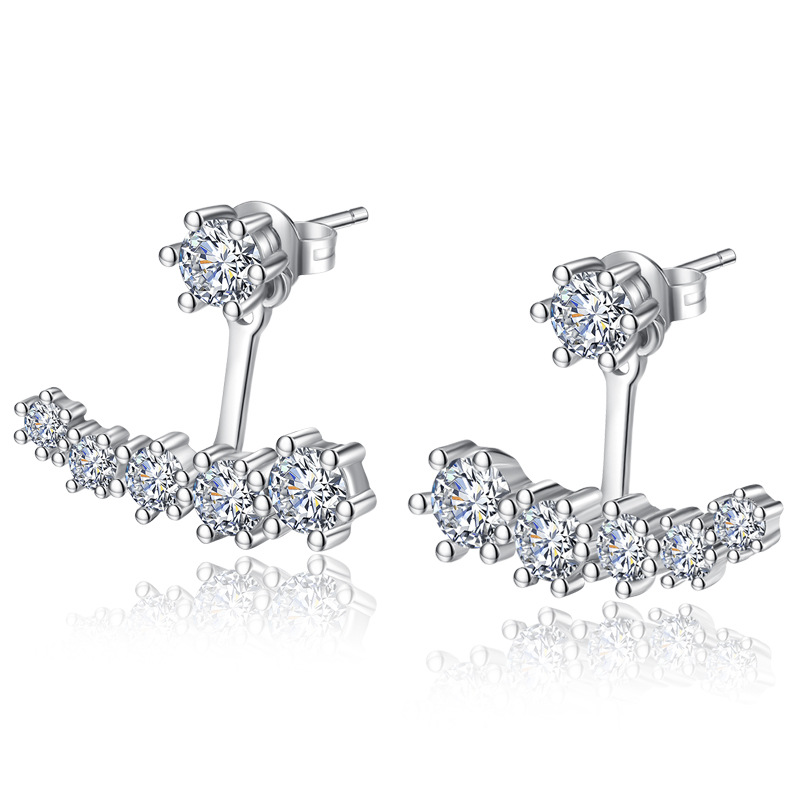 925 Sterling Silver Shiny Crystal Flower Stud Earrings for Women - Fashionable Zircon Pendants Ideal for Weddings