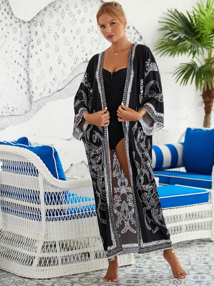 Boho Print Women Bikinis Clothing Tie Front Swimsuit Cover Ups Beach Kimono Cardigan Plus Size, 0981-3
Boho Print Women Bikinis Clothing Tie Front Swimsuit Cover Ups Beach Kimono Cardigan Plus Size, 0981-3