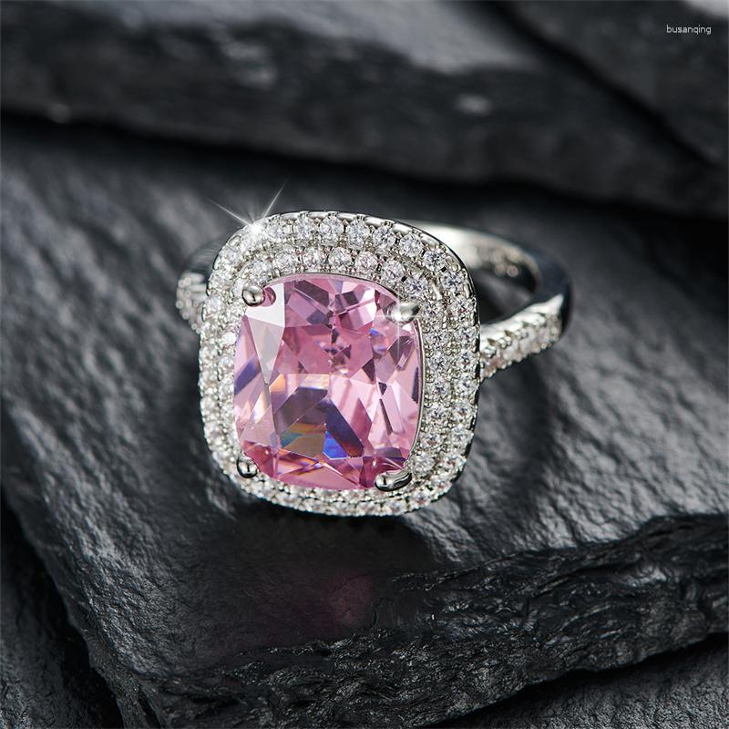 Wedding Rings Valentine Day Big Geometric Square For Women Pink Zircon Bands Silver Color Luxury Promise Engagement Ring Jewelry
Wedding Rings Valentine Day Big Geometric Square For Women Pink Zircon Bands Silver Color Luxury Promise Engagement Ring Jewelry