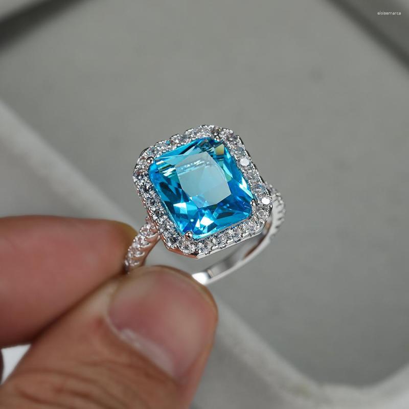 Wedding Rings Luxury Big Geometric Square For Women Blue Green Stone Zircon Bands Silver Color Bridal Engagement Ring Jewelry CZ
Wedding Rings Luxury Big Geometric Square For Women Blue Green Stone Zircon Bands Silver Color Bridal Engagement Ring Jewelry CZ