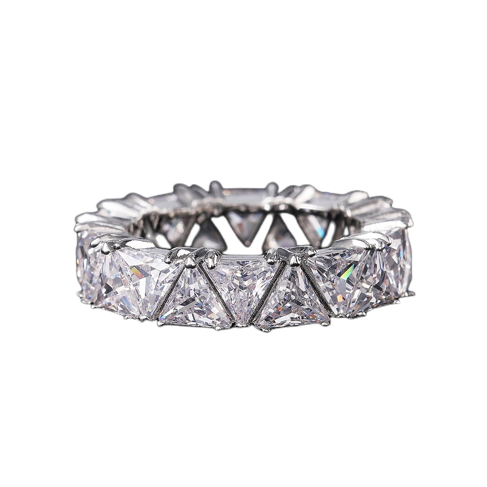 2023 Top Sell Wedding Rings Luxury Jewelry 925 Sterling Silver Triangle Cut 5A Cubic Zircon CZ Diamond Gemstones Party Handmade Women Engagement Band 