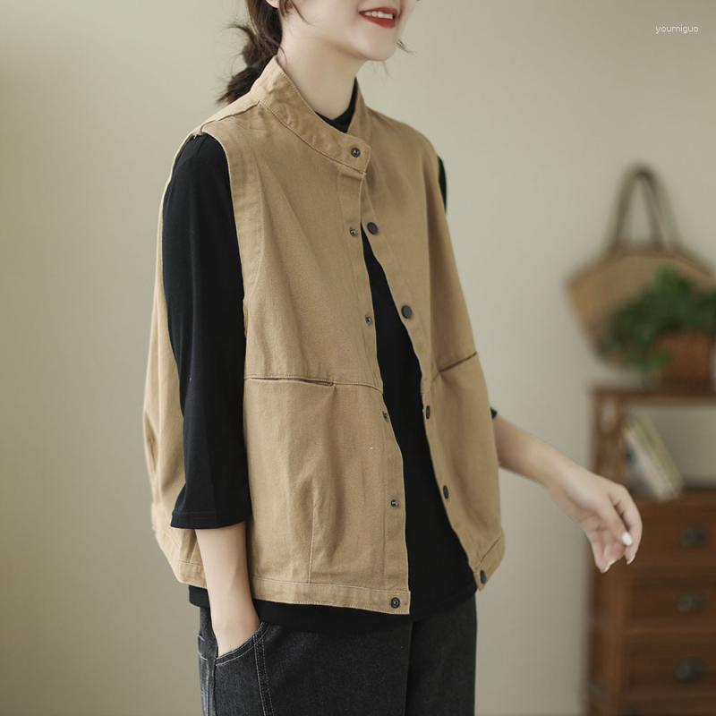 Women's Vests Casual Vintage Khaki Cargo Vest Women 2023 Spring Summr Stand Collar Sleeveless Jacket Basic Liner Oversize Waistcoat Q323, Black
Women's Vests Casual Vintage Khaki Cargo Vest Women 2023 Spring Summr Stand Collar Sleeveless Jacket Basic Liner Oversize Waistcoat Q323, Black