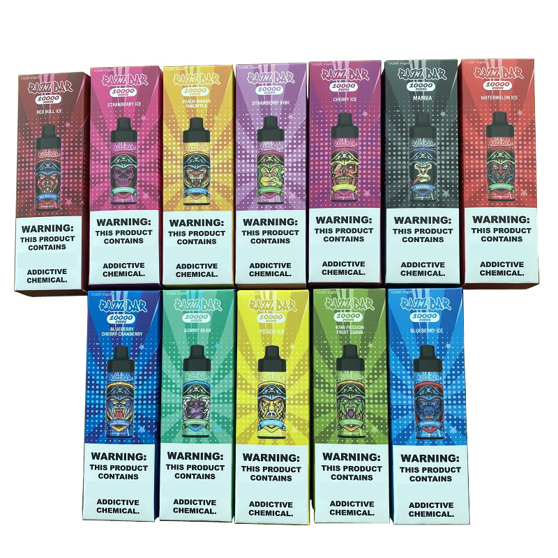 Original rechargeable vape pens RAZZ BAR 10000 puffs Disposable Vape Pen Electronic Cigarettes Kit 650mAh Battery 10K Puffs Pre-Filled high quality vapors
Original rechargeable vape pens RAZZ BAR 10000 puffs Disposable Vape Pen Electronic Cigarettes Kit 650mAh Battery 10K Puffs Pre-Filled high quality vapors