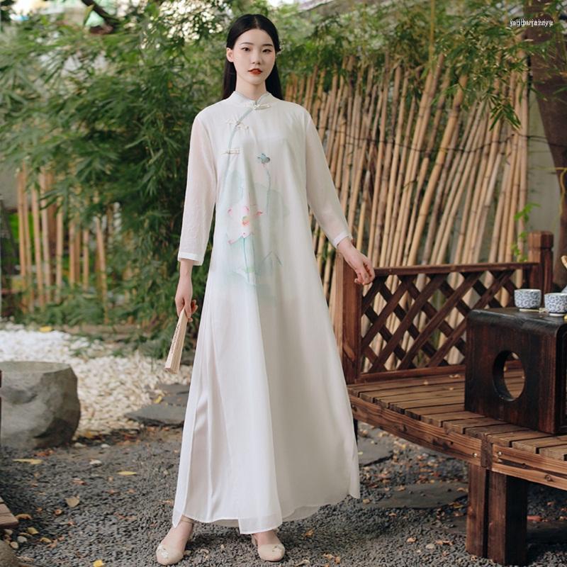 Ethnic Clothing Chinese Dress Qipao Women Vintage Print Long Sleeve Fashion Improved Cheongsam Female Loose Party Modern 12862
Ethnic Clothing Chinese Dress Qipao Women Vintage Print Long Sleeve Fashion Improved Cheongsam Female Loose Party Modern 12862