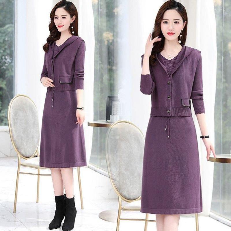 Work Dresses Woman Knitted Dress Suit Female Fashion Casual Vests And Large Size Pleated Ladies Two-piece Sets G289, Purple
Work Dresses Woman Knitted Dress Suit Female Fashion Casual Vests And Large Size Pleated Ladies Two-piece Sets G289, Purple
