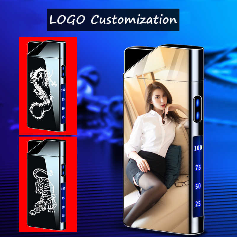 Electric Plasma Flameless USB Lighter Metal Outdoor Windproof Digital Power Display Touch Sensing Unusual Gift LHDT W260202