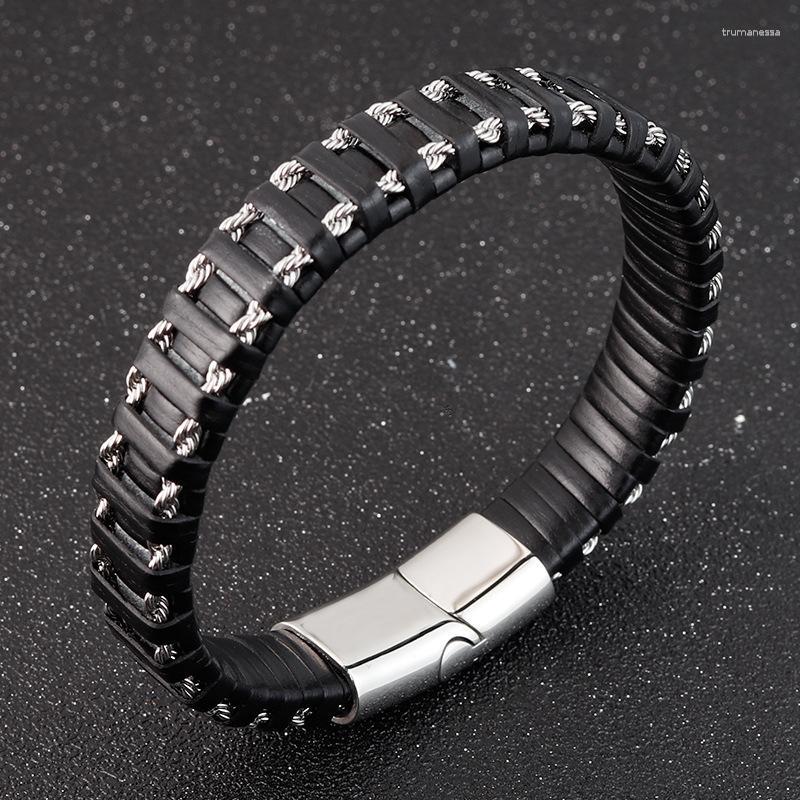 Charm Bracelets Bracelet Men Leather Titanium Steel Bangles Magnetic-clasp Cowhide Braided Trendy For Male Armband Pulsera HombreCharm Raym2
Charm Bracelets Bracelet Men Leather Titanium Steel Bangles Magnetic-clasp Cowhide Braided Trendy For Male Armband Pulsera HombreCharm Raym2