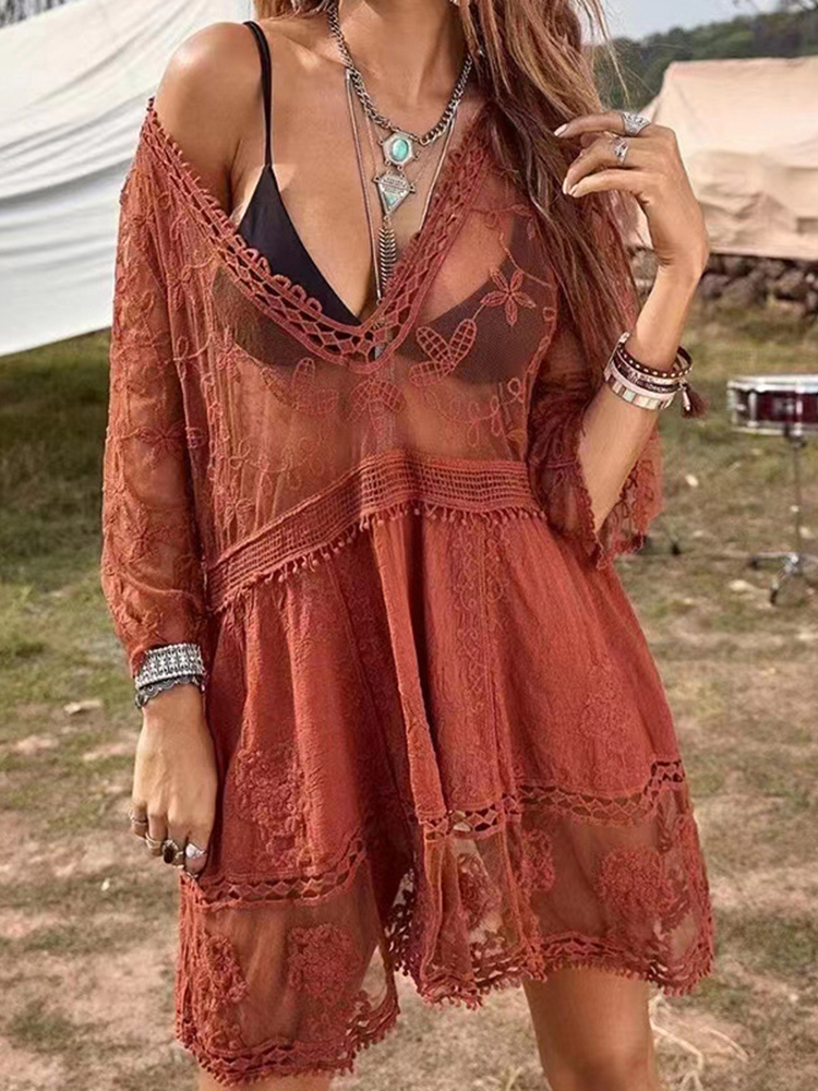Summer Swimsuit Cover-Ups Dress Women Lace Sexy Seethrough Beachwear Female Beach Bikini Cover Ups Loose Ruffle Mini, White
Summer Swimsuit Cover-Ups Dress Women Lace Sexy Seethrough Beachwear Female Beach Bikini Cover Ups Loose Ruffle Mini, White