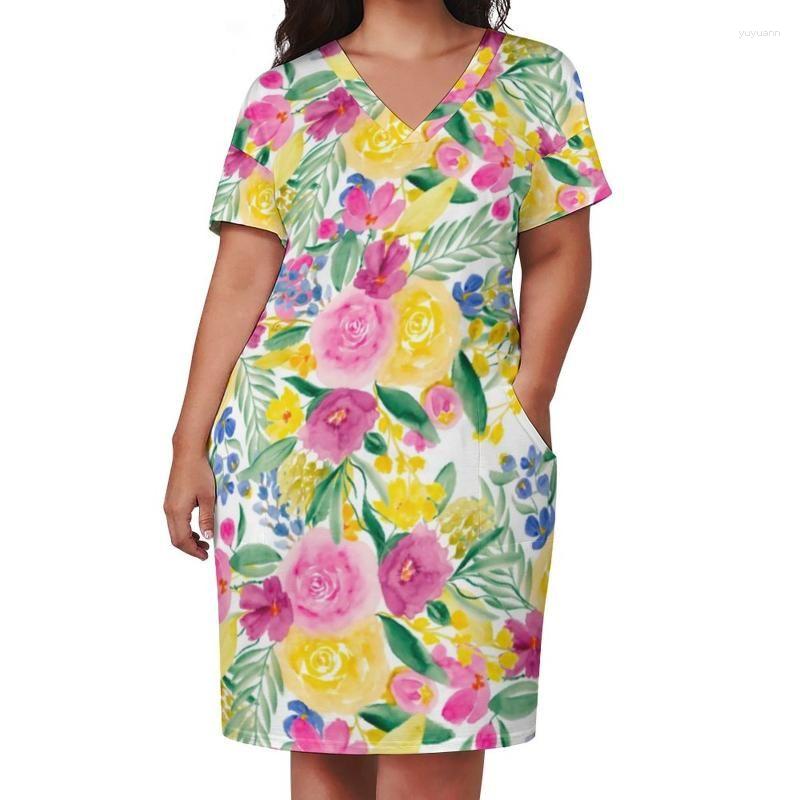 Plus Size Dresses Colroful Bright Flowers Dress V Neck Floral Print Aesthetic Holiday Modern Casual Women VestidoPlus, Style-6
Plus Size Dresses Colroful Bright Flowers Dress V Neck Floral Print Aesthetic Holiday Modern Casual Women VestidoPlus, Style-6