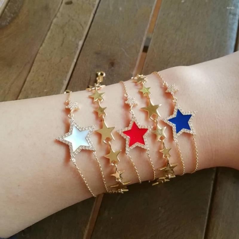 Charm Bracelets Cute White Blue Red Enamel Star Cz Design High Quality Women Lady Fashion Jewelry Bracelet
Charm Bracelets Cute White Blue Red Enamel Star Cz Design High Quality Women Lady Fashion Jewelry Bracelet