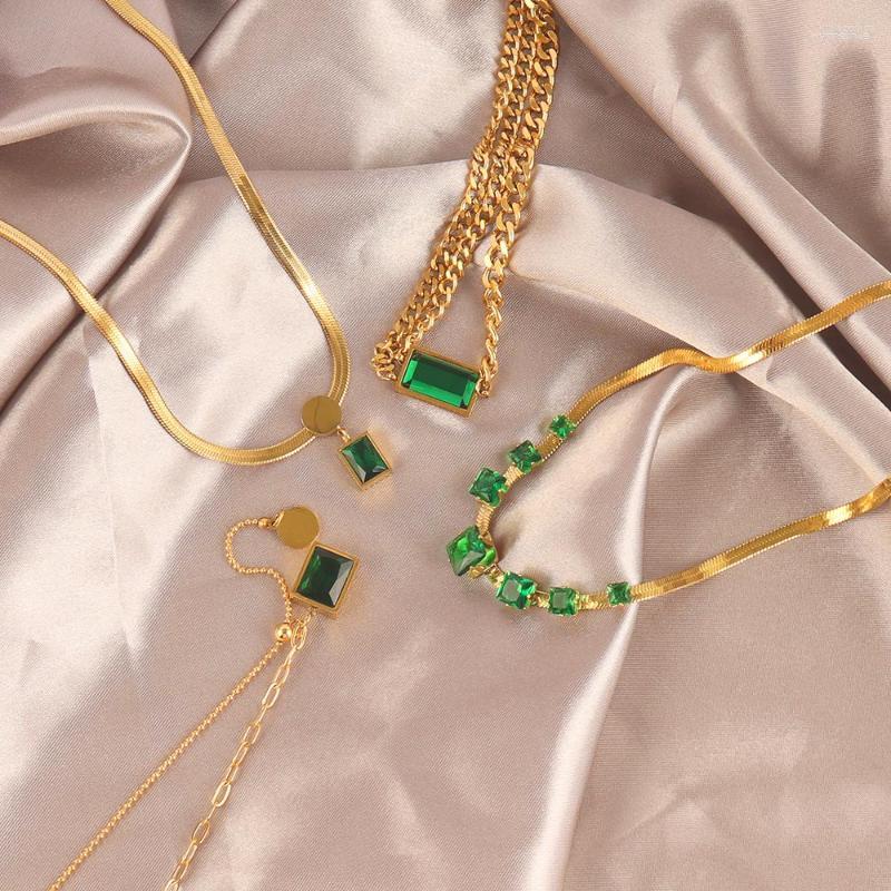 Chains Green Zircon Nekclace Stainless Steel Necklace For Women Cubic Zirconia 18k Gold Plated Square Emerald Jewelry
Chains Green Zircon Nekclace Stainless Steel Necklace For Women Cubic Zirconia 18k Gold Plated Square Emerald Jewelry