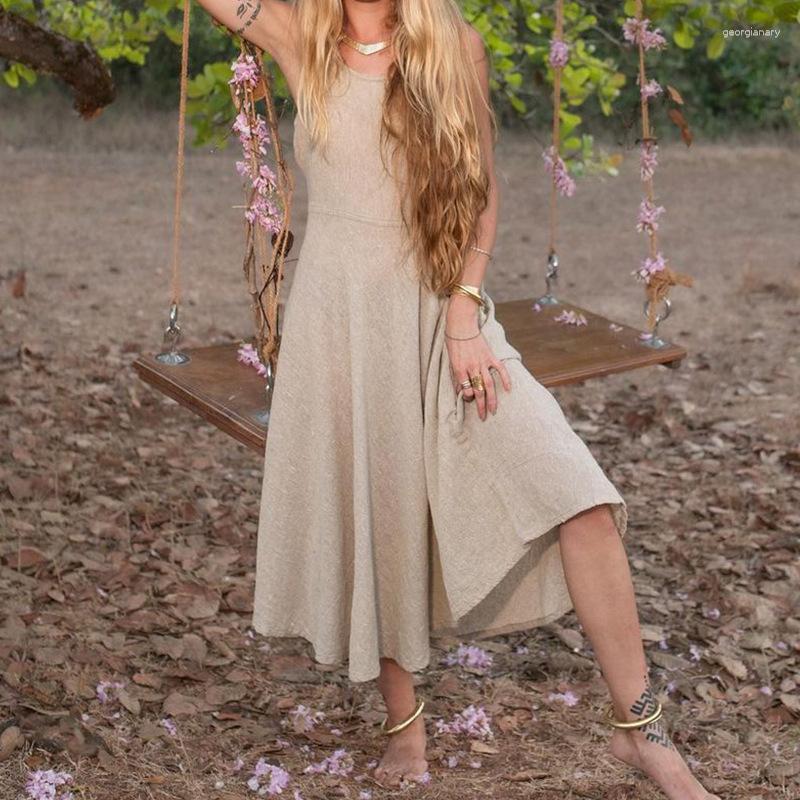 Casual Dresses Women Sleeveless Solid Color O Neck High Waist Corset Pleated Dress Summer Fashion Vintage Long, Khaki
Casual Dresses Women Sleeveless Solid Color O Neck High Waist Corset Pleated Dress Summer Fashion Vintage Long, Khaki