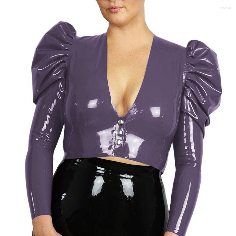 Women' Jackets Gloosy PVC Leather Women Blouse Puff Long Sleeve Shirt Tops Deep V Neck Goth Short Shirts Office Lady High Street, Dark red
Women' Jackets Gloosy PVC Leather Women Blouse Puff Long Sleeve Shirt Tops Deep V Neck Goth Short Shirts Office Lady High Street, Dark red