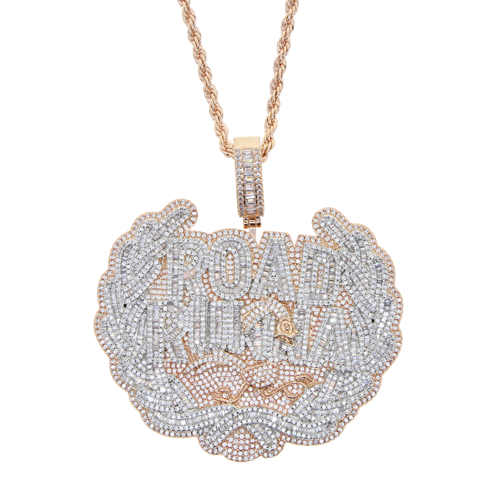 Iced Out road runna Letter Pendant for run love women Men Bling Cubic Zirconia Cz hip hop Jewelry