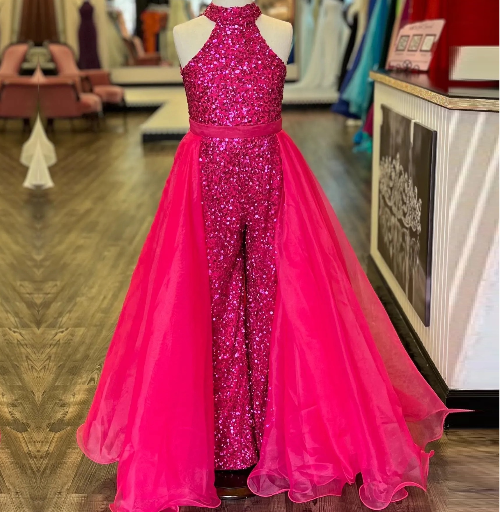 Girl Pageant Romper Dress Overskirt Sequin Kid Birthday Formal Party Jumpsuit Gown Toddler Preteen Teen Little Miss Rising Star On-Stage Fun Fashion Interview, Pink 
Girl Pageant Romper Dress Overskirt Sequin Kid Birthday Formal Party Jumpsuit Gown Toddler Preteen Teen Little Miss Rising Star On-Stage Fun Fashion Interview, Pink