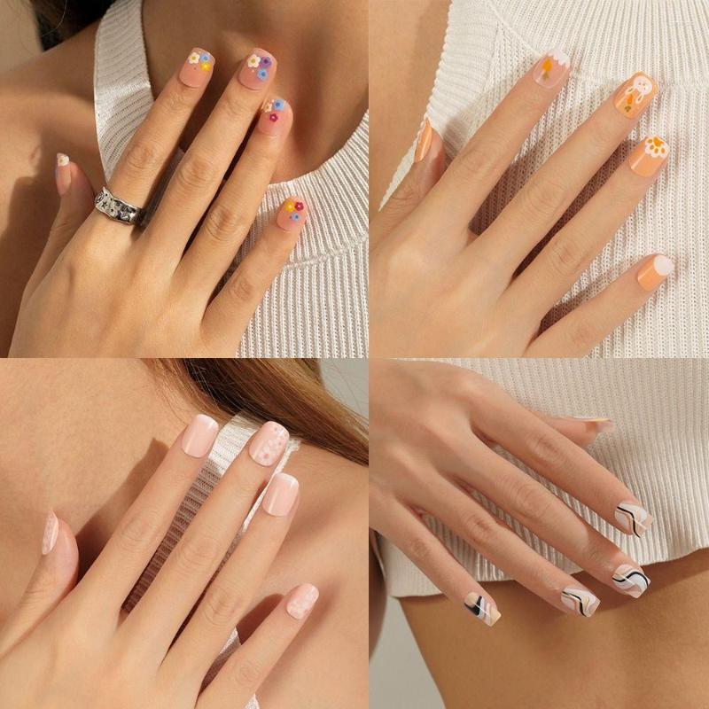 False Nails 24pcs Manicure Press On Full Cover DIY Fake French Wavy Short Square Cute Flowers, Xy-03-09
False Nails 24pcs Manicure Press On Full Cover DIY Fake French Wavy Short Square Cute Flowers, Xy-03-09