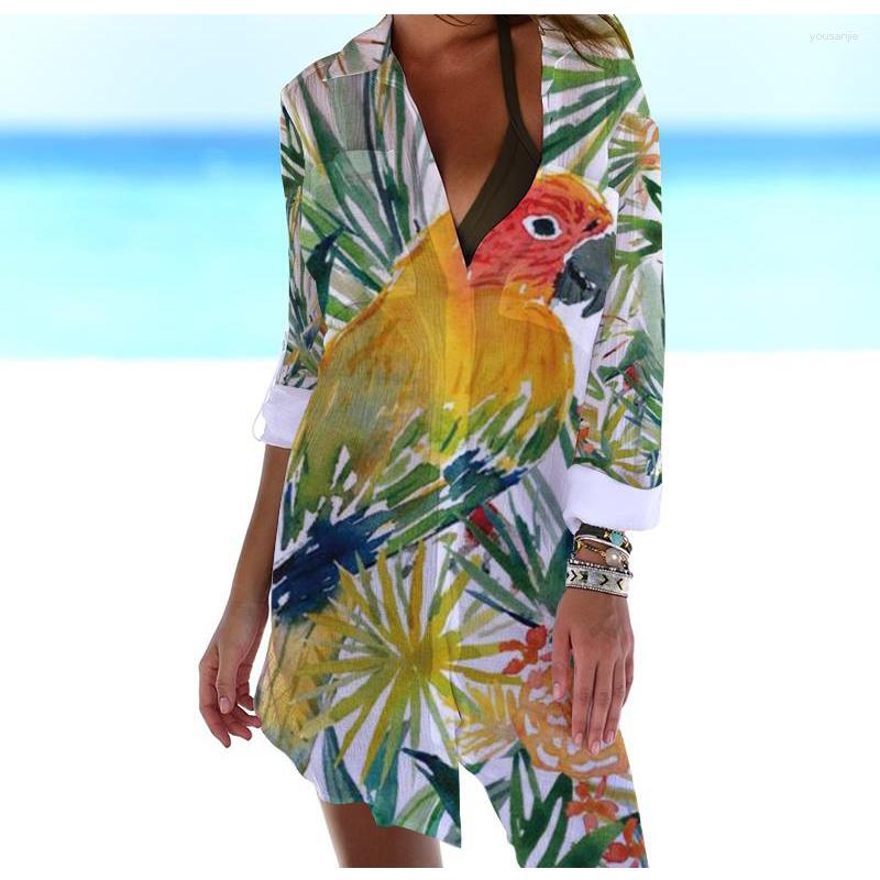 Women' Blouses Summer Bird Floral 3D Print Sexy Beach Women Long Sleeve Blusas Mid-length Shirts Buttons Shirt Blouse Woman Pocket Tops, Cs64152
Women' Blouses Summer Bird Floral 3D Print Sexy Beach Women Long Sleeve Blusas Mid-length Shirts Buttons Shirt Blouse Woman Pocket Tops, Cs64152