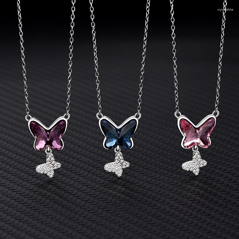 Chains S925 Sterling Silver Necklace Butterfly Women's Featuring An Austrian Crystal Pendant Clasp Chain
Chains S925 Sterling Silver Necklace Butterfly Women's Featuring An Austrian Crystal Pendant Clasp Chain
