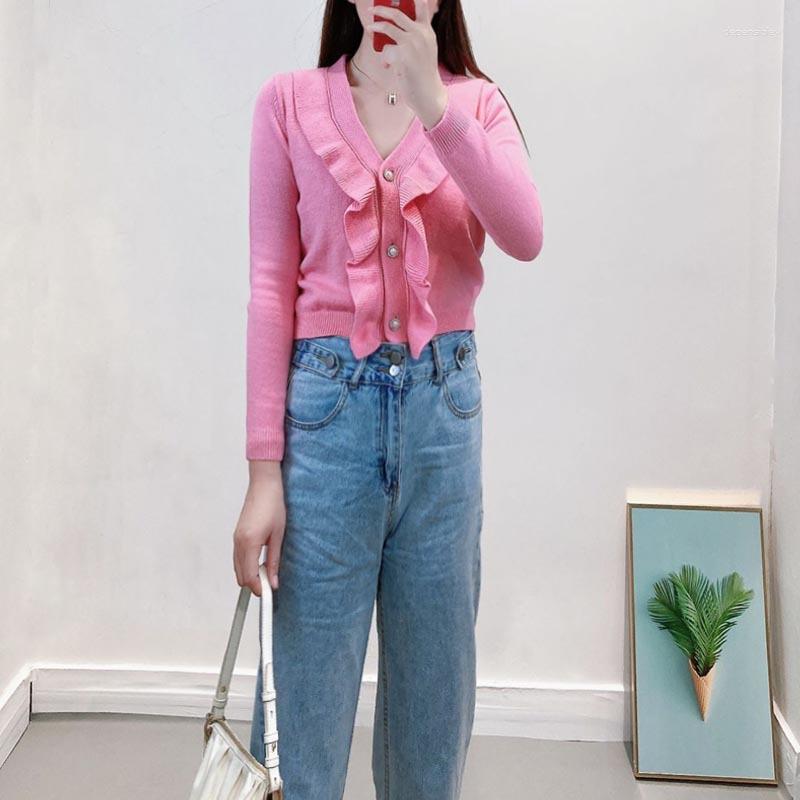 Women' Knits Ruffles Patchwork Pink Color Knitted Cardigans For Women Full Sleeves Sexy Crop Tops Coat Jumpers
Women' Knits Ruffles Patchwork Pink Color Knitted Cardigans For Women Full Sleeves Sexy Crop Tops Coat Jumpers