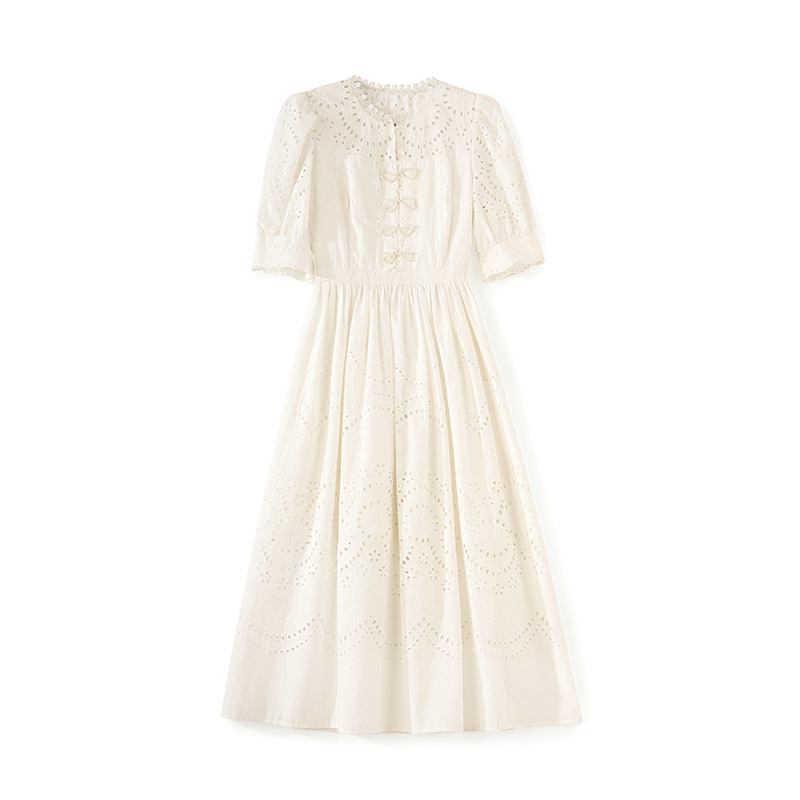 2023 Summer White Solid Color EmbroideryDress Short Sleeve Round Neck Beaded Midi Casual Dresses W3L043712
2023 Summer White Solid Color EmbroideryDress Short Sleeve Round Neck Beaded Midi Casual Dresses W3L043712