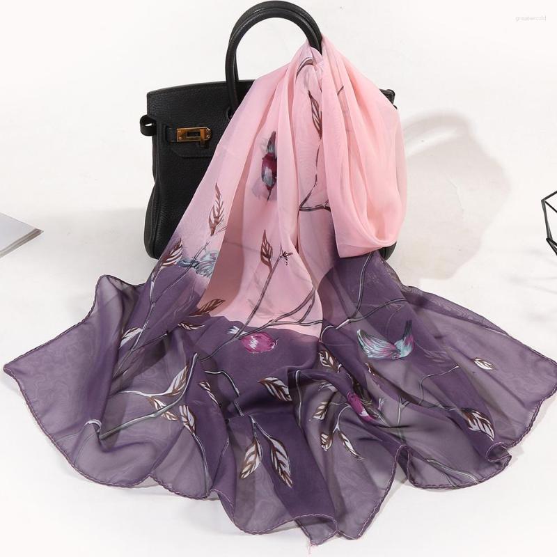 Scarves Women Birds Butterfly Foulard Gradient Flower Georgette Scarf Bandana Elegant Shawl Hijab Summer Sun Protection 
Scarves Women Birds Butterfly Foulard Gradient Flower Georgette Scarf Bandana Elegant Shawl Hijab Summer Sun Protection