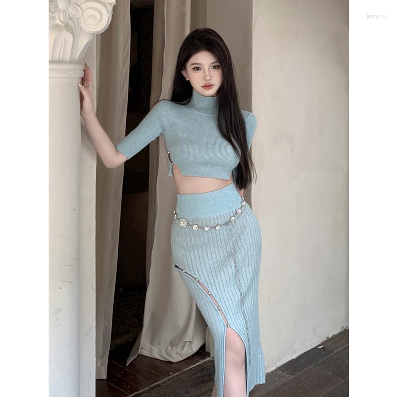 Work Dresses Korean Style Summer Suit Women's High Grade Elastic Half Sleeve Knitted Shirt Waist Split Long Skirt Fashion Two-piece Set, 2pc set
Work Dresses Korean Style Summer Suit Women's High Grade Elastic Half Sleeve Knitted Shirt Waist Split Long Skirt Fashion Two-piece Set, 2pc set
