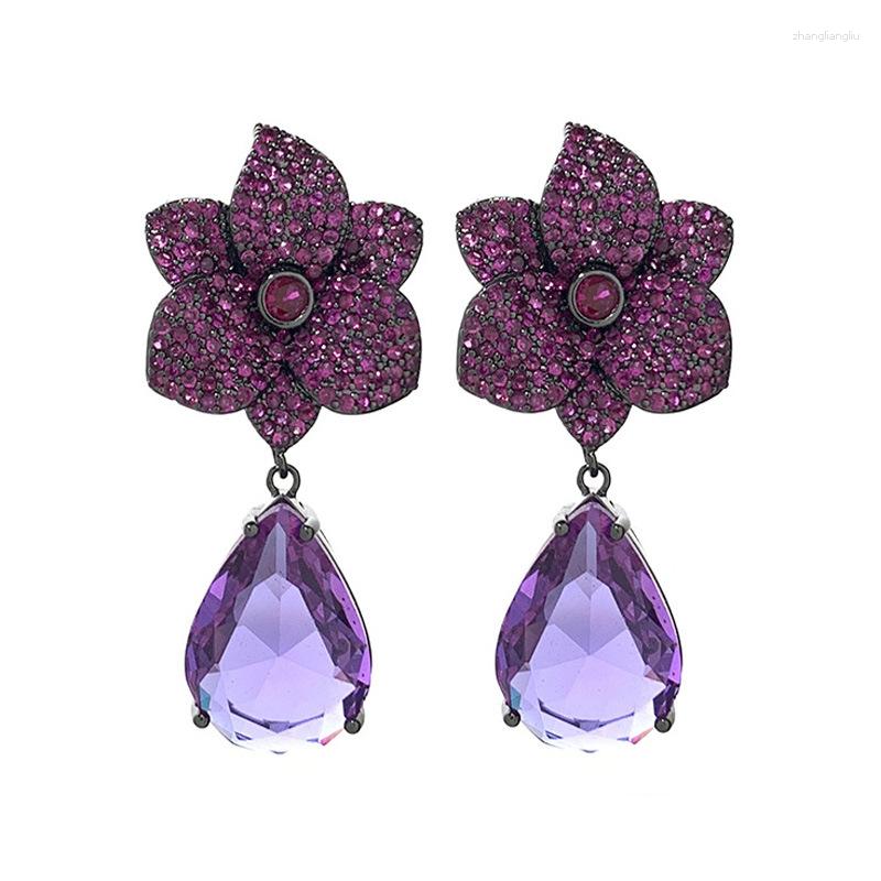 Dangle Earrings Purple Crystal Flower Drop For Women European And American Fashion Exaggerated Water Earring Luxury Jewelry
Dangle Earrings Purple Crystal Flower Drop For Women European And American Fashion Exaggerated Water Earring Luxury Jewelry