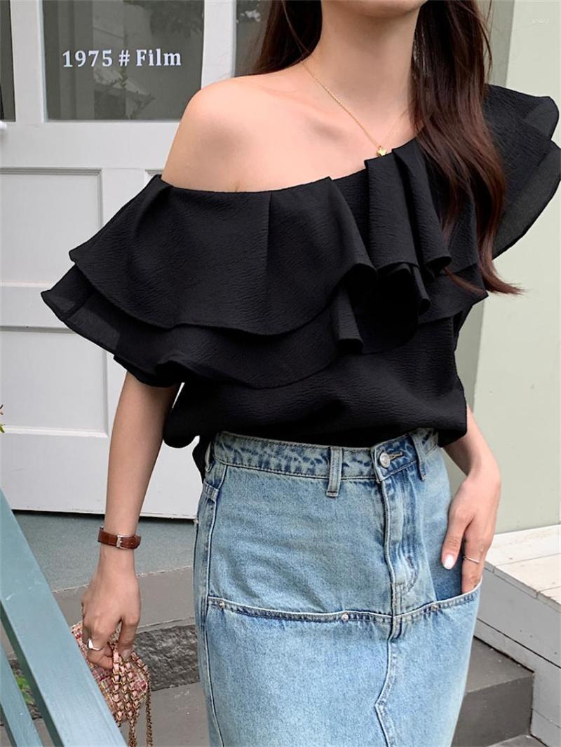 Women' Blouses Alien Kitty Summer Slash Neck Women Ruffles Chic Elegant 2023 Stylish Office Lady Gentle Slim Work Wear Daily Blusas, Black
Women' Blouses Alien Kitty Summer Slash Neck Women Ruffles Chic Elegant 2023 Stylish Office Lady Gentle Slim Work Wear Daily Blusas, Black