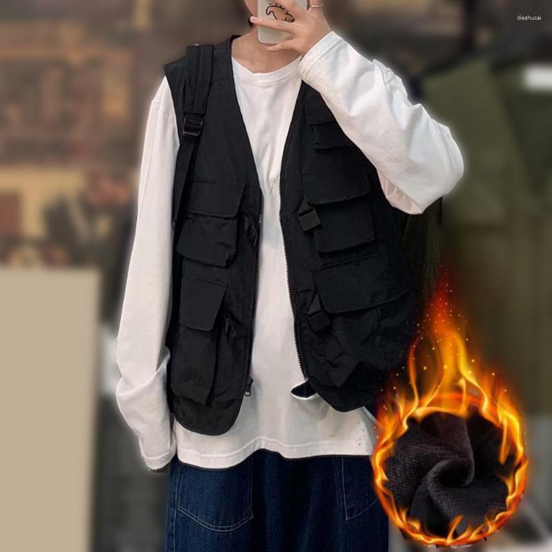 Men's Vests V Neck Zipper Placket Buckles Fleece Lining Cargo Vest Men Autumn Mult Practical Pockets Casual Jackets Punk Waistcoat, Black
Men's Vests V Neck Zipper Placket Buckles Fleece Lining Cargo Vest Men Autumn Mult Practical Pockets Casual Jackets Punk Waistcoat, Black
