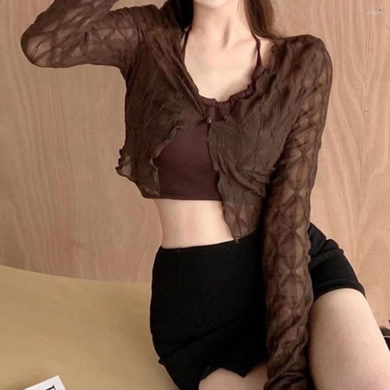 Women' Jackets 2 Pcs/Set Lady Crop Top Jacket Suit Trendy Perspective Women Vest Coat Set Lace Knot, Brown
Women' Jackets 2 Pcs/Set Lady Crop Top Jacket Suit Trendy Perspective Women Vest Coat Set Lace Knot, Brown
