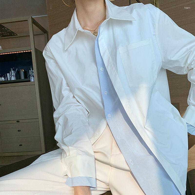 Women' Blouses Fake Two Pieces Shirts Women' Design Sense Xiaozhong Fu Gugang Style Mid-Length Striped Stitching Long Sleeve White, Blue
Women' Blouses Fake Two Pieces Shirts Women' Design Sense Xiaozhong Fu Gugang Style Mid-Length Striped Stitching Long Sleeve White, Blue