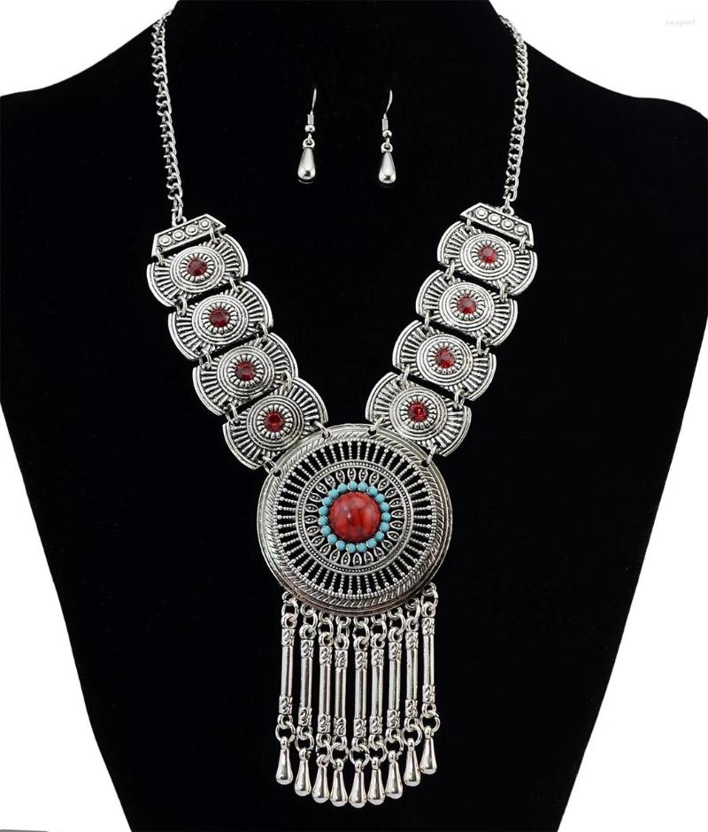 Necklace Earrings Set 2023 Exaggerated Bohemian Tassel Vintage Turquoise Long Sweater Chain For Women, Picture shown
Necklace Earrings Set 2023 Exaggerated Bohemian Tassel Vintage Turquoise Long Sweater Chain For Women, Picture shown