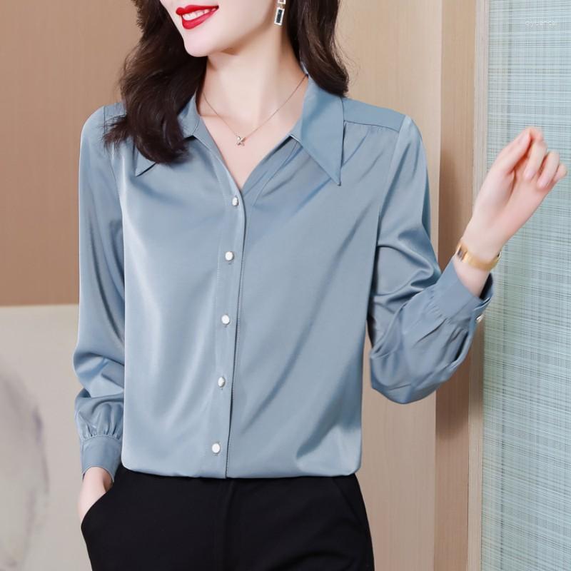 Women's Blouses Fashion Women's Shirts V-neck Solid Chiffon Women Tops 2023 Spring Satin Long Sleeve Top Button Blouse Basic OL Female, White
Women's Blouses Fashion Women's Shirts V-neck Solid Chiffon Women Tops 2023 Spring Satin Long Sleeve Top Button Blouse Basic OL Female, White
