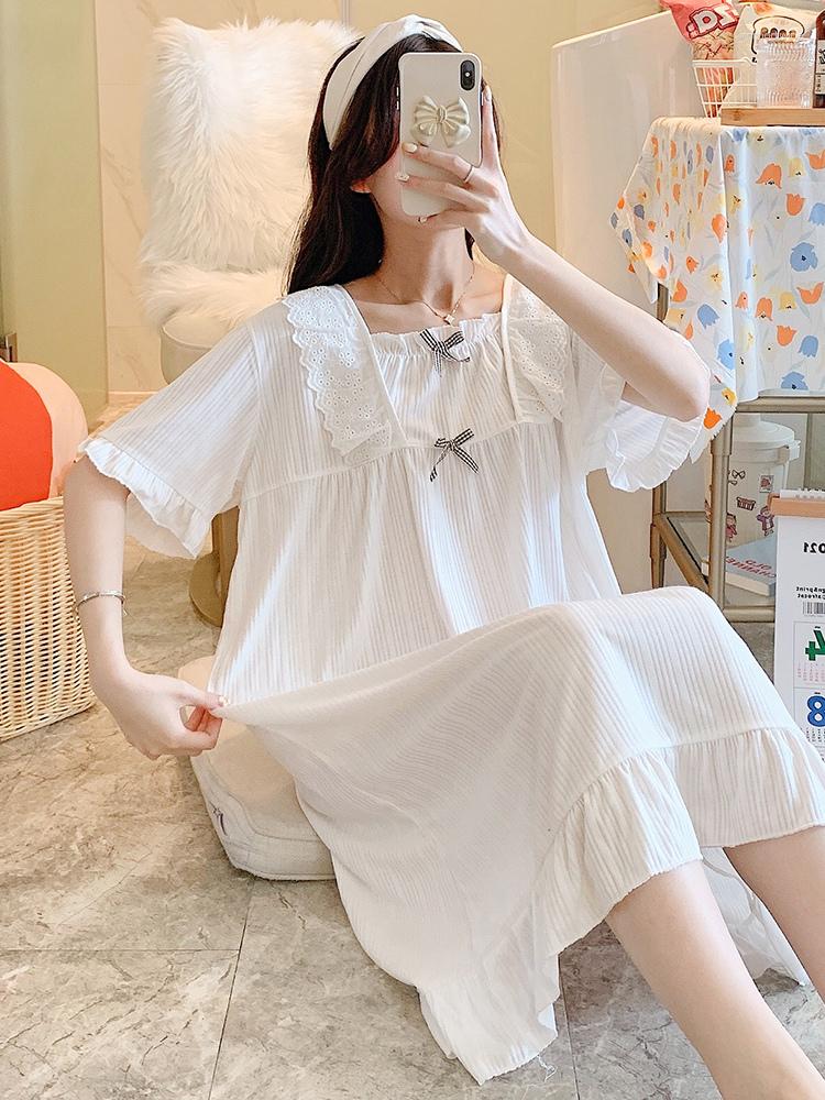 Women's Sleepwear Women 's Pajamas Pajama Princess Wind Nightgown Female Thin Cotton Short Sleeve With Lovely Summer Leisure Wear Big, Silver
Women's Sleepwear Women 's Pajamas Pajama Princess Wind Nightgown Female Thin Cotton Short Sleeve With Lovely Summer Leisure Wear Big, Silver