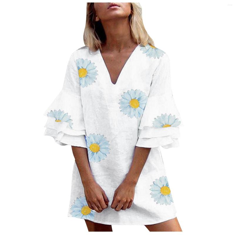 Party Dresses 40# Elegant Floral Printed Summer Dress V-neck Flared Sleeve Casual Mini For Women 2023 Ruffle Vintage Vestidos, White
Party Dresses 40# Elegant Floral Printed Summer Dress V-neck Flared Sleeve Casual Mini For Women 2023 Ruffle Vintage Vestidos, White