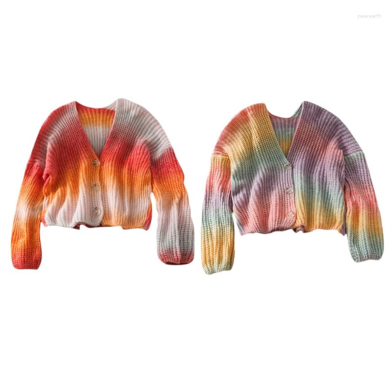 Women's Knits Women Rainbow Gradient Sweater Cardigan V-Neck Button Oversized Loose Knit Coat N2UE, Orange
Women's Knits Women Rainbow Gradient Sweater Cardigan V-Neck Button Oversized Loose Knit Coat N2UE, Orange