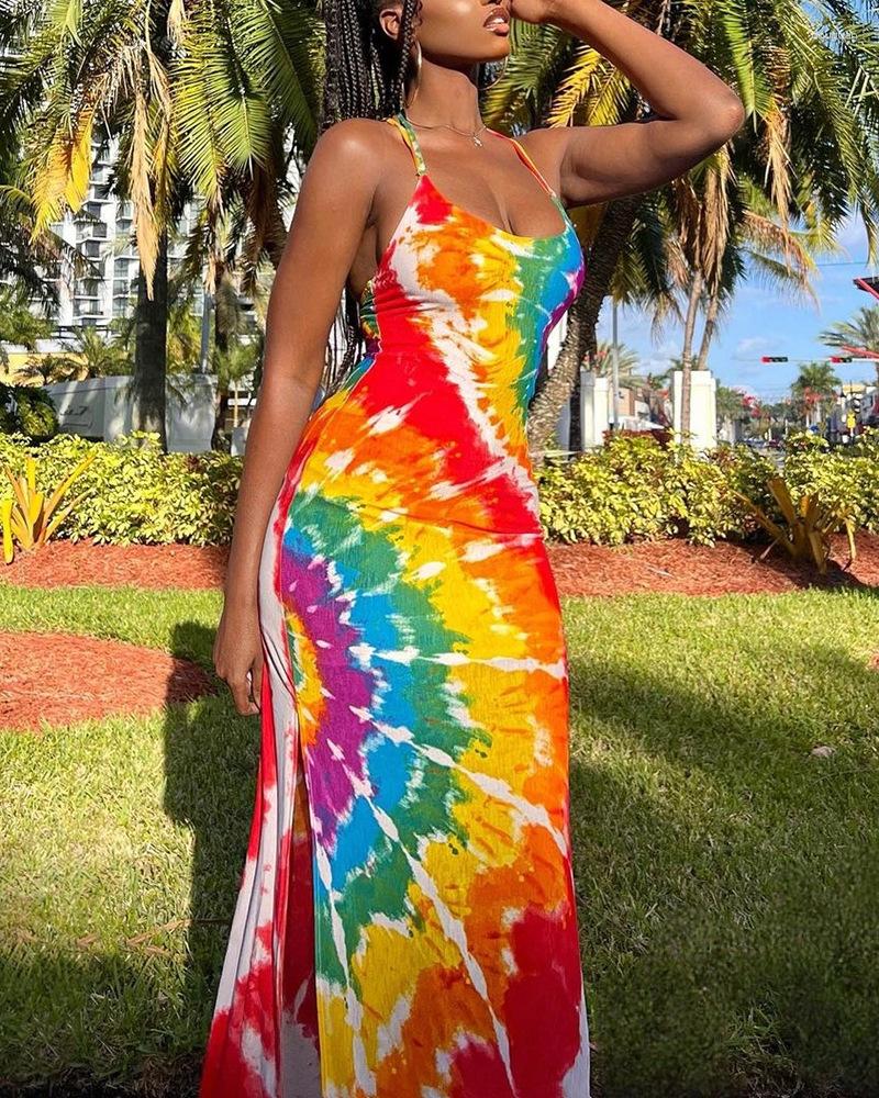 Casual Dresses Tie Dye Print Sleeveless Slit Maxi Dress Women Slim Sheath Spring Summer O Neck High Waist Ankle Length, Multicolor
Casual Dresses Tie Dye Print Sleeveless Slit Maxi Dress Women Slim Sheath Spring Summer O Neck High Waist Ankle Length, Multicolor