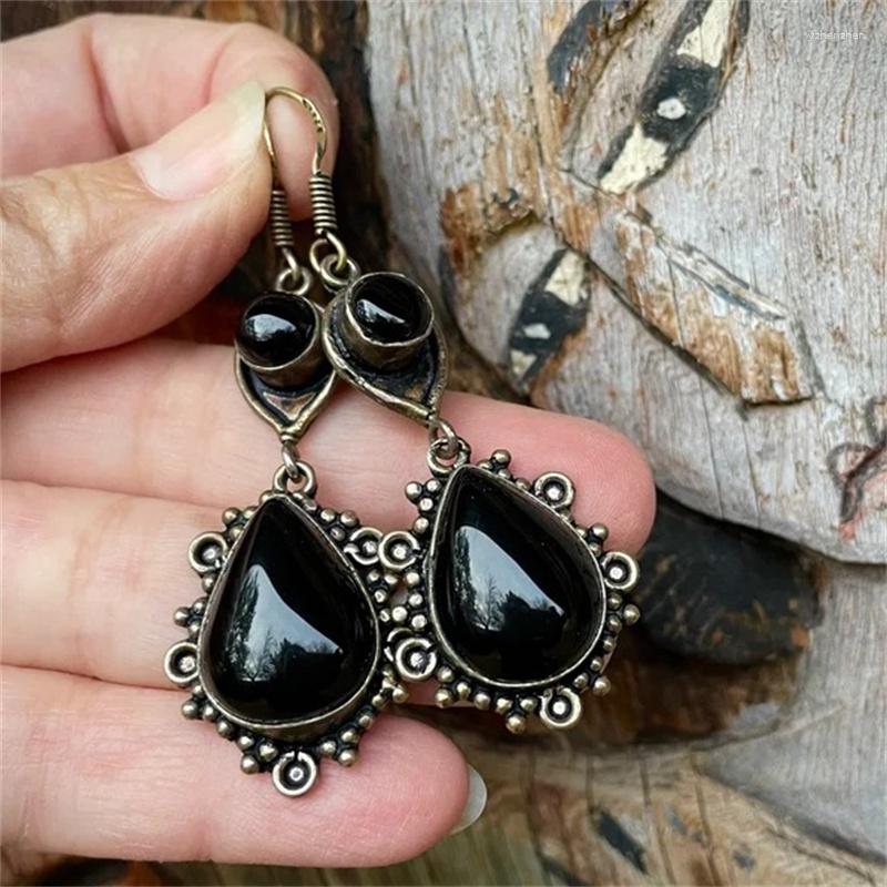 Dangle Earrings Creative Retro Droplet Shaped With Inlay Black Stone Bohemian Silver Color Metal Die Casting Pattern
Dangle Earrings Creative Retro Droplet Shaped With Inlay Black Stone Bohemian Silver Color Metal Die Casting Pattern