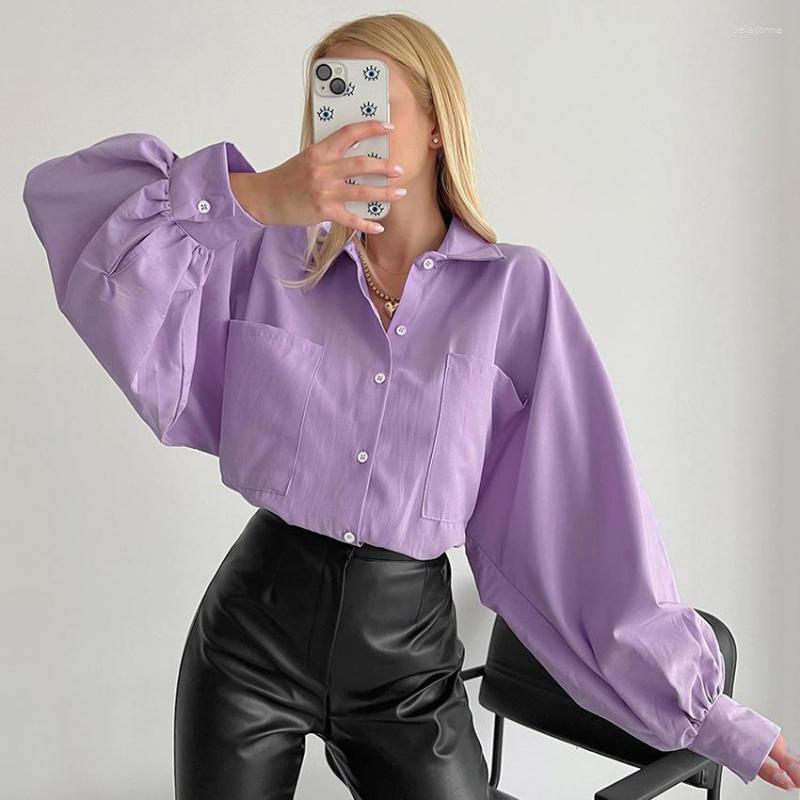 Women' Blouses Purple Turn-down Collar Women Shirt Batwing Sleeve Button Casual Office Lady Shirts Fashion Loose Street Party 2023 Spring
Women' Blouses Purple Turn-down Collar Women Shirt Batwing Sleeve Button Casual Office Lady Shirts Fashion Loose Street Party 2023 Spring