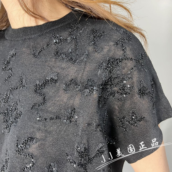 Women T Shirts Brunello Cucinelli Black Sequined Linen Round Neck Short Sleeve Shirts
Women T Shirts Brunello Cucinelli Black Sequined Linen Round Neck Short Sleeve Shirts