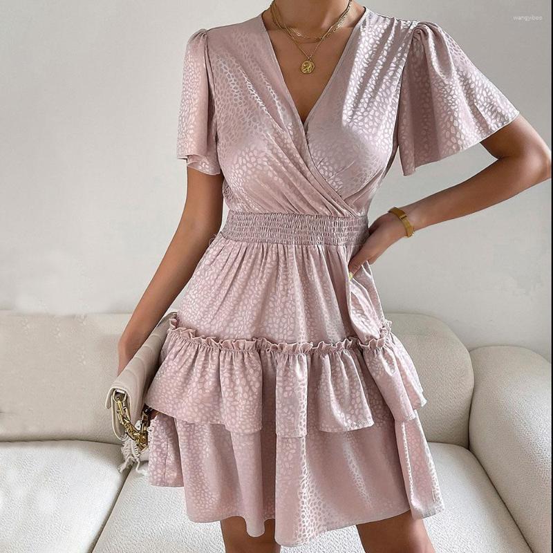 Casual Dresses Women 2023 Summer Fashion V-neck Print Elastic Waist Pure Color Tierred Elegant Temperament Dress Short, Pink
Casual Dresses Women 2023 Summer Fashion V-neck Print Elastic Waist Pure Color Tierred Elegant Temperament Dress Short, Pink