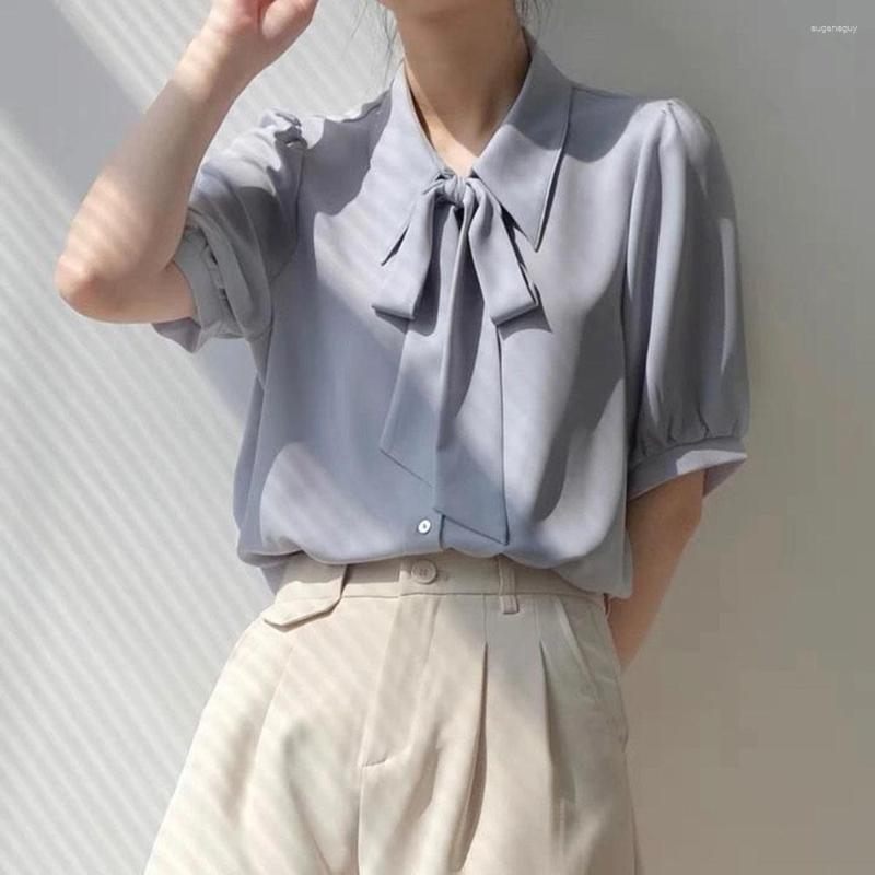 Women' Blouses Summer Short Sleeve Chiffon Shirt Women' Solid Color Korean Lace-up Bow Tops Lady Office Gentle Style Camisas Blusas, Blue
Women' Blouses Summer Short Sleeve Chiffon Shirt Women' Solid Color Korean Lace-up Bow Tops Lady Office Gentle Style Camisas Blusas, Blue