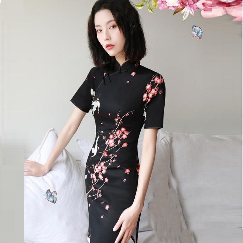 Ethnic Clothing Modern Chinese Cheongsam Qipao Women Black Sexy Oriental Dress Reformation Japanese Robe Orientale Casual Dresses TA1433
Ethnic Clothing Modern Chinese Cheongsam Qipao Women Black Sexy Oriental Dress Reformation Japanese Robe Orientale Casual Dresses TA1433