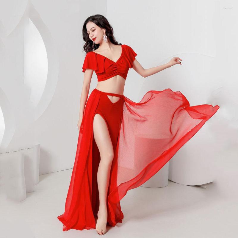 Stage Wear Belly Dance Costumes Set For Women Dancing Exercise Clothing Top Long Skirt 2pcs Oriental Outfit, Red
Stage Wear Belly Dance Costumes Set For Women Dancing Exercise Clothing Top Long Skirt 2pcs Oriental Outfit, Red