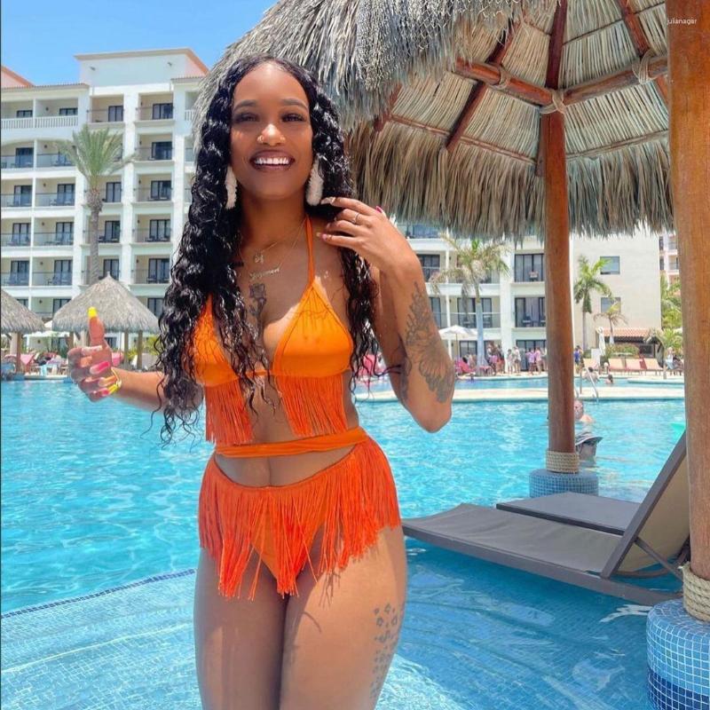 Women' Swimwear Sexy Halter Bikini Sets Women Two-piece Tassels Swimming Suit Solid Color High Waist Hollow Out Beachwear Brazilian Bathing
Women' Swimwear Sexy Halter Bikini Sets Women Two-piece Tassels Swimming Suit Solid Color High Waist Hollow Out Beachwear Brazilian Bathing