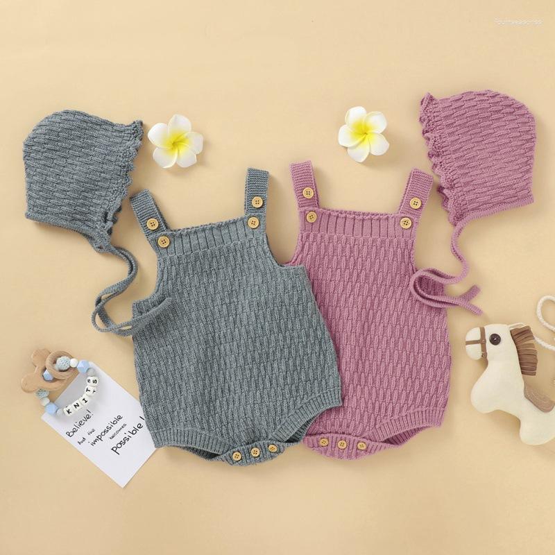 Rompers Autumn Baby Romper Bodysuit Boys Girls Sleeveless Solid Color Knitted Jumpsuit Hat Kids Outfits
Rompers Autumn Baby Romper Bodysuit Boys Girls Sleeveless Solid Color Knitted Jumpsuit Hat Kids Outfits